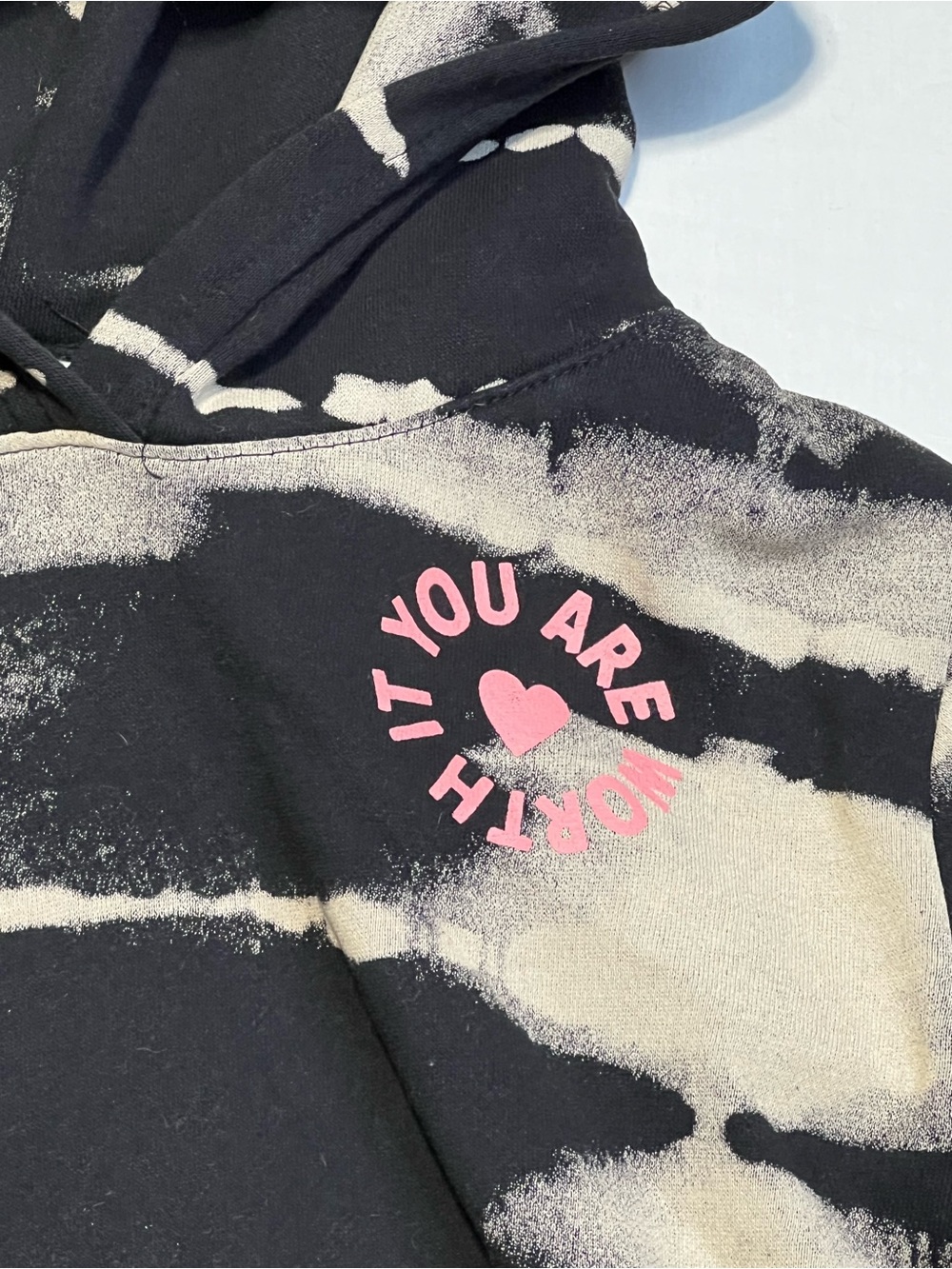 H&M Black and Cream Tie-Dye Hoodie with Pink Accent - Picture 2 of 3